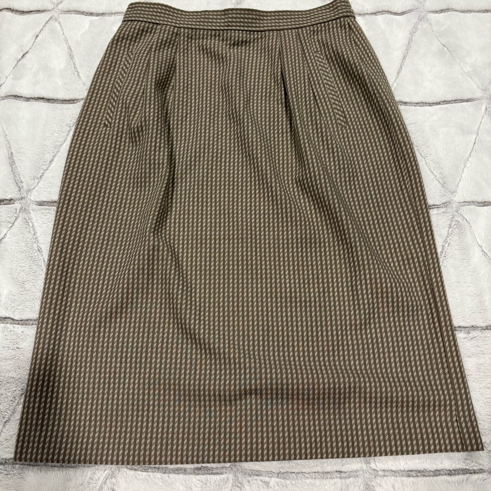 Country Suburbans Vtg Tan And Cream Wool Knee Length Skirt 12 Union USA
